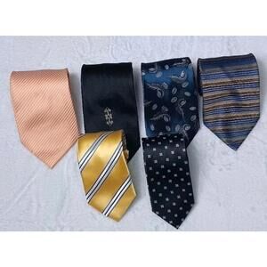 6 Piece Mens Neck Tie Lot Bundle Cabavera, Rodos Silk, Pensee, Classic Tie, Van